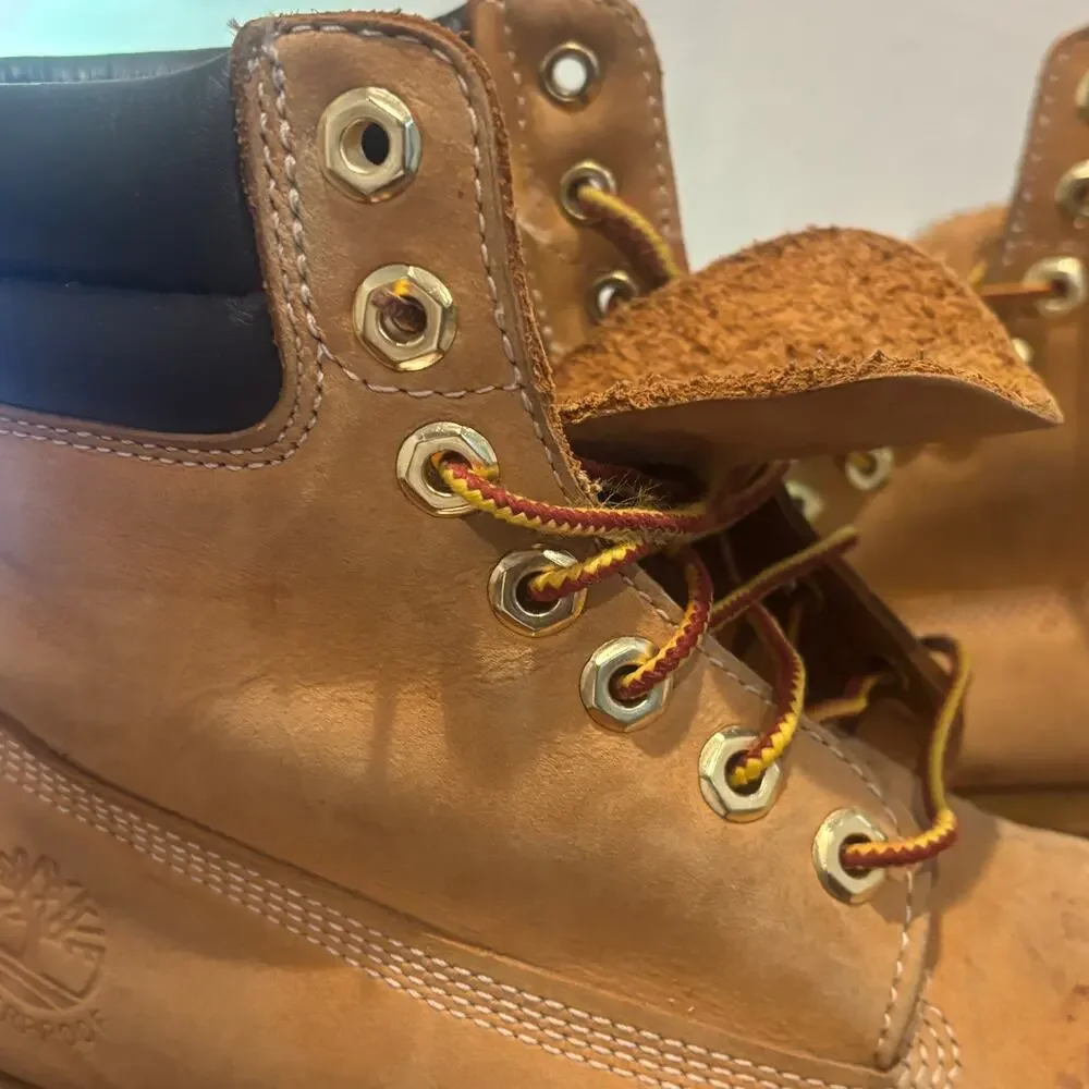 Timberland Boots 8.5 Brown 6-Inch Premium Wheat Waterproof Primaloft Nubuck